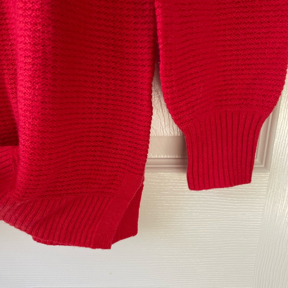 NWT Gap Long Sleeve Red Knit Holiday Sweater Womens Medium Tall - Picture 2 of 4